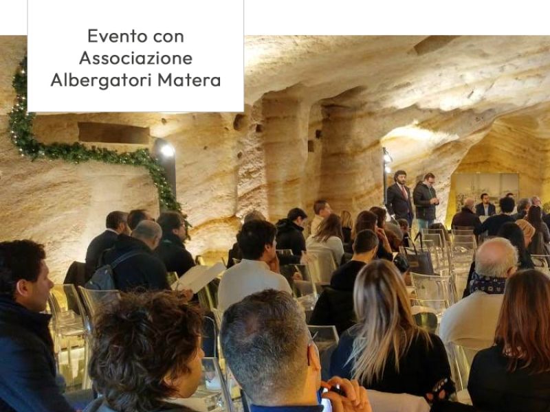 Evento dell'Associazione Albergatori Matera in una suggestiva location sotterranea.